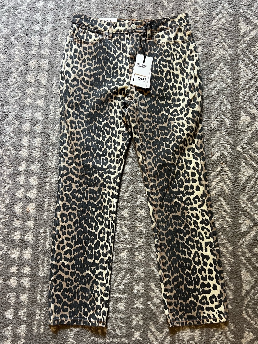 NWT Oat New York Leopard Print Ankle Jeans - Black & Tan size 6 (Z122)